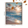 thumbnail image 3 of Toile Murale Christian Cross Plage Lever de Soleil 15,75 X 11,81 Pouces, 3 of 8