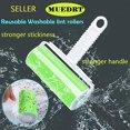 thumbnail image 4 of Sticky Lint Roller 5 Pack, Reusable Washable Lint Roller Pet Hair Remover Cleaner with Cover for Clothes, Pet Hairs, Carseats, Include Medium/Small Size (Green), 4 of 4