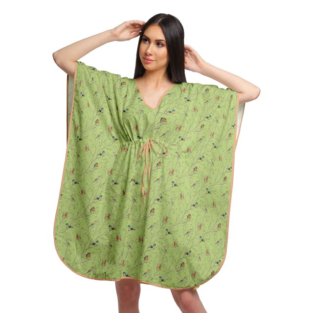 Moomaya Robe Courte de Caftan de Plage, Robe de Couverture Imprimée, Kaftan pour Femmes, Tenue de Plage, Couverture