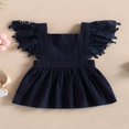 thumbnail image 2 of Toddler Kids Girls Princess Dress Solid Color Lace Fly Sleeve Dress, 2 of 8