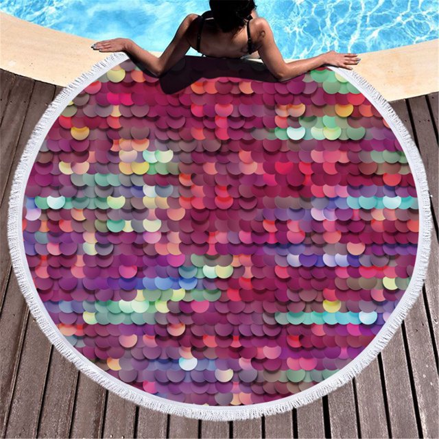 ddioayh Liquidation Serviette de Plage Ronde Imprimée Châle en Microfibre Serviette de Plage Tapis de Plage