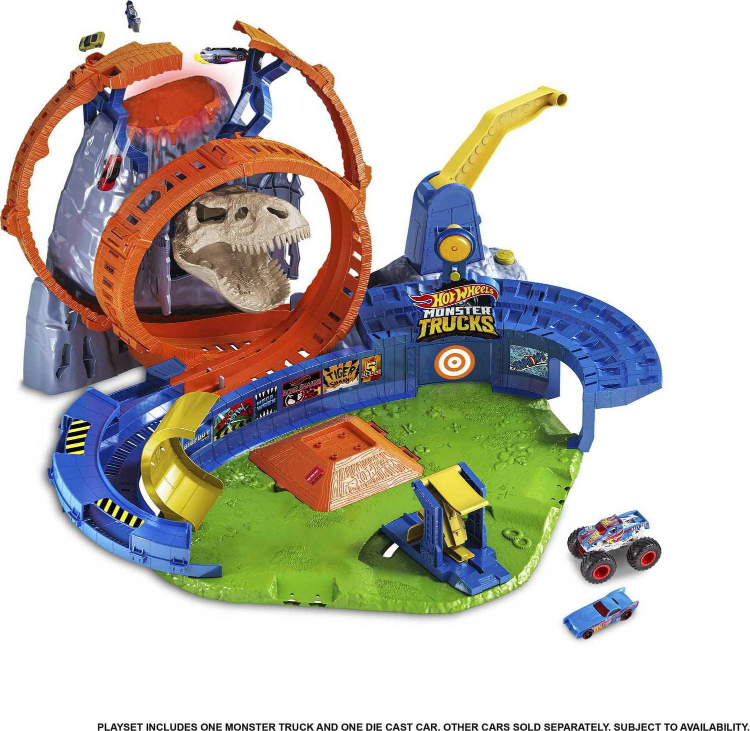 Hot Wheels Monster Trucks T-Rex Volcano Arena Playset