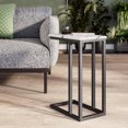 thumbnail image 1 of CorLiving Fort Worth Engineered Wood Narrow Rectangular Indoor Side Table with C-Shaped Steel Base, White Marbled, 1 of 5