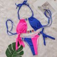 thumbnail image 2 of Jamicy Womens Bathing Suits 2 Piece Hot Spring Wear Women's Color-Coded Halter Swimsuit Crystal Side Lace-Up Two-Piece Bikini, 2 of 5
