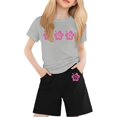 thumbnail image 1 of FAOWME T-Shirt Enfant Imprimé Lettres Colorées Col Rond Manches Courtes pour Filles Garçons T-Shirts Tee Tops Gris 2-3 Ans, 1 of 4