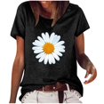 thumbnail image 2 of SMihono Hauts pour Femmes Été Mode Décontractée Femme Décontractée Marguerite Col Rond Imprimé Blouse Manches Courtes T-Shirt Été Hauts T-Shirt Oversize pour Femmes, 2 of 6
