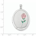 thumbnail image 3 of Médaillon Ovale en Argent Sterling Rhodié avec Émail Rose 34mm QLS545 (34mm x 28mm), 3 of 3