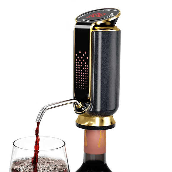 Aérateur à Vin Électrique 3-en-1, Carafe, Distributeur et Pompe à Vide - Écran Tactile à DEL, Moniteur de Température, Cadeau Idéal Noir