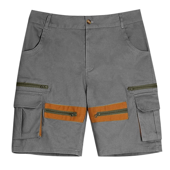 WRKEKC Mens Casual Shorts Breathable Solid Color Multiple Pockets Outdoor Work Shorts 5-Inch Inseam without Belt for Casual Wear