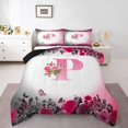 thumbnail image 1 of Erosebridal Ensembles de Literie Initiale Florale Double avec Couette, Insert de Couette Fleur Papillon, Déco de Chambre Ado, Réversible, 3 Pcs, 1 of 8
