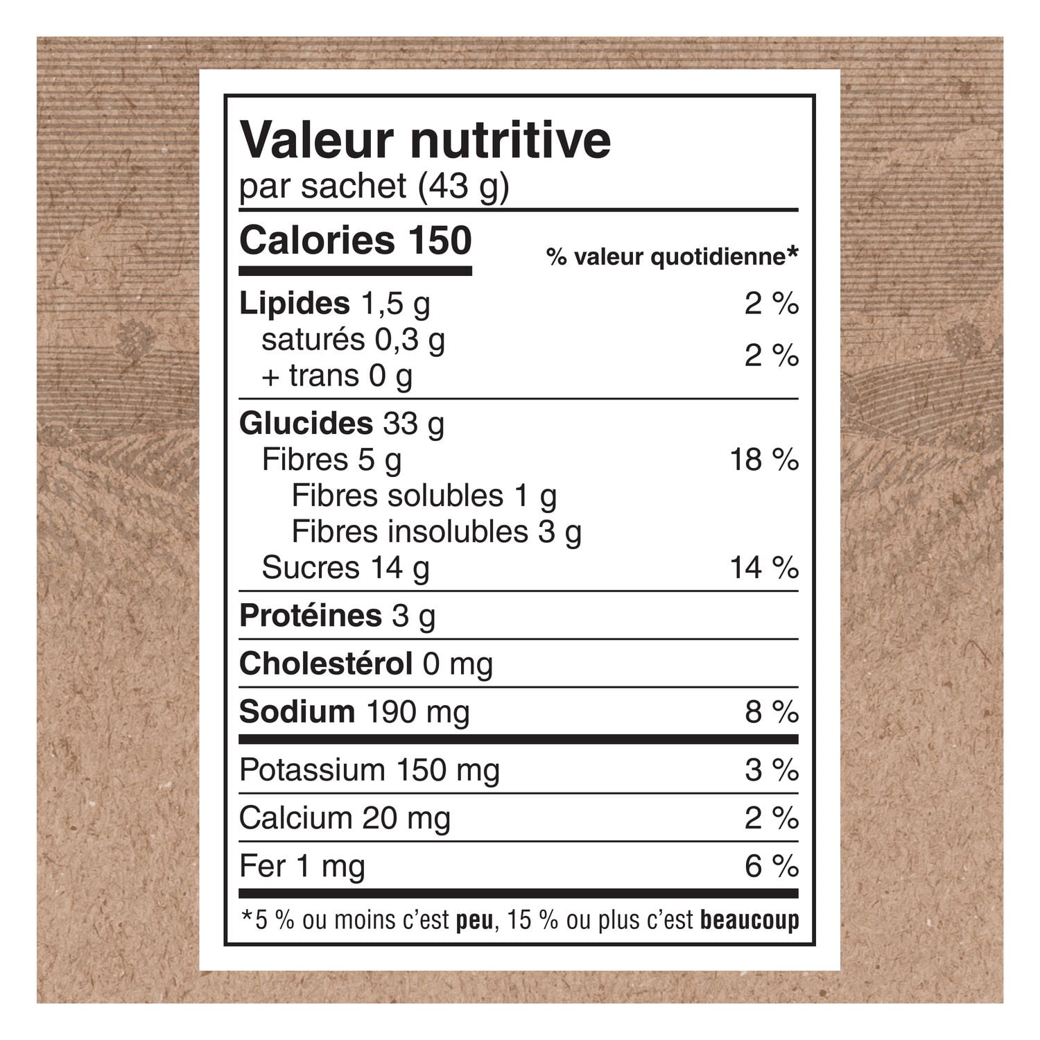 Quaker Gruau instantané Teneur élevée en fibres Raisins secs et épices