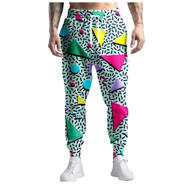 80S Costumes for Men Mens Workout Pants with Pockets Joggers Pants Casual Pants Plush Apparel Running Pants with Drawstring Sports Pants for Men 90S Outfit for Men
