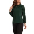 thumbnail image 4 of INSPIRE CHIC Blouse Élégante pour Femme de Bureau Travail à Manches Longues à Encolure Goutte d'Eau Haut Vert Armée TG, 4 of 5