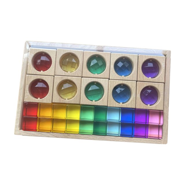 Tachiuwa Acrylic Cubes Blocks Set Clear Rainbow Acrylic Gemstone Cubes for Double Shapes