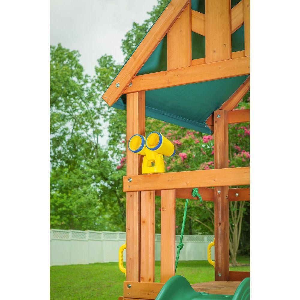 Creative Cedar Designs Mountain View Lodge Wooden Playset with Rock Wall