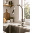 thumbnail image 3 of APPASO Brushed Nickel Kitchen Faucet with Pull Down Sprayer, Stainless Steel Single Handle Bar Sink Faucet, 3 Spray Modes, 360° Swivel Spout, 3 of 21