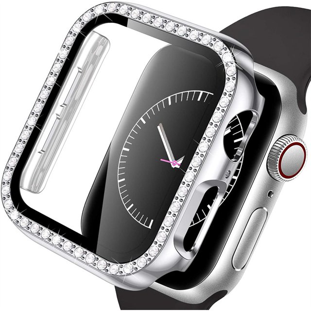 Apple Watch Case Series 7 41mm Bling Rhinestone Apple Watch Protective Case Bumper Frame Screen Protector Case Cover for Women Girl iWatch Series 41mm