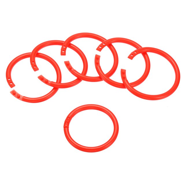 Unique Bargains 2' OD 1.6' ID Loose Leaf Rings Binder Ring, Red, 50 Count