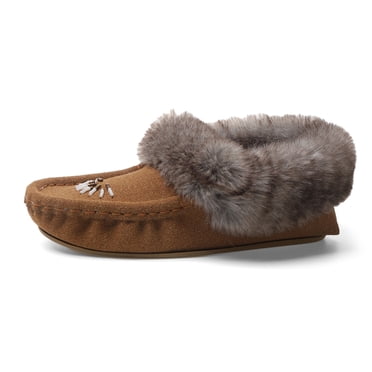 Women's Cozy Faux Fur-Lined Moccasin Slippers CAMEL 8