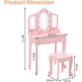 thumbnail image 5 of Vanity with Touch Lighted Mirror, Little Girls Vanity Table & Stool, Makeup with Tri-Fold Mirror, Drawer & Storage Grid for 3-9 Yrs Girls,Pink(with accessories), 5 of 5