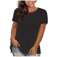 thumbnail image 1 of AherBiu Hauts Grande Taille pour Femmes T-Shirt à Manches Courtes Col Ras du Cou Été Décontracté Confortable T-Shirts Basiques, 1 of 4