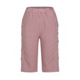 thumbnail image 4 of Womens Summer Woven Striped Patchwork Button Loose Cotton Linen Casual Capris, 4 of 6