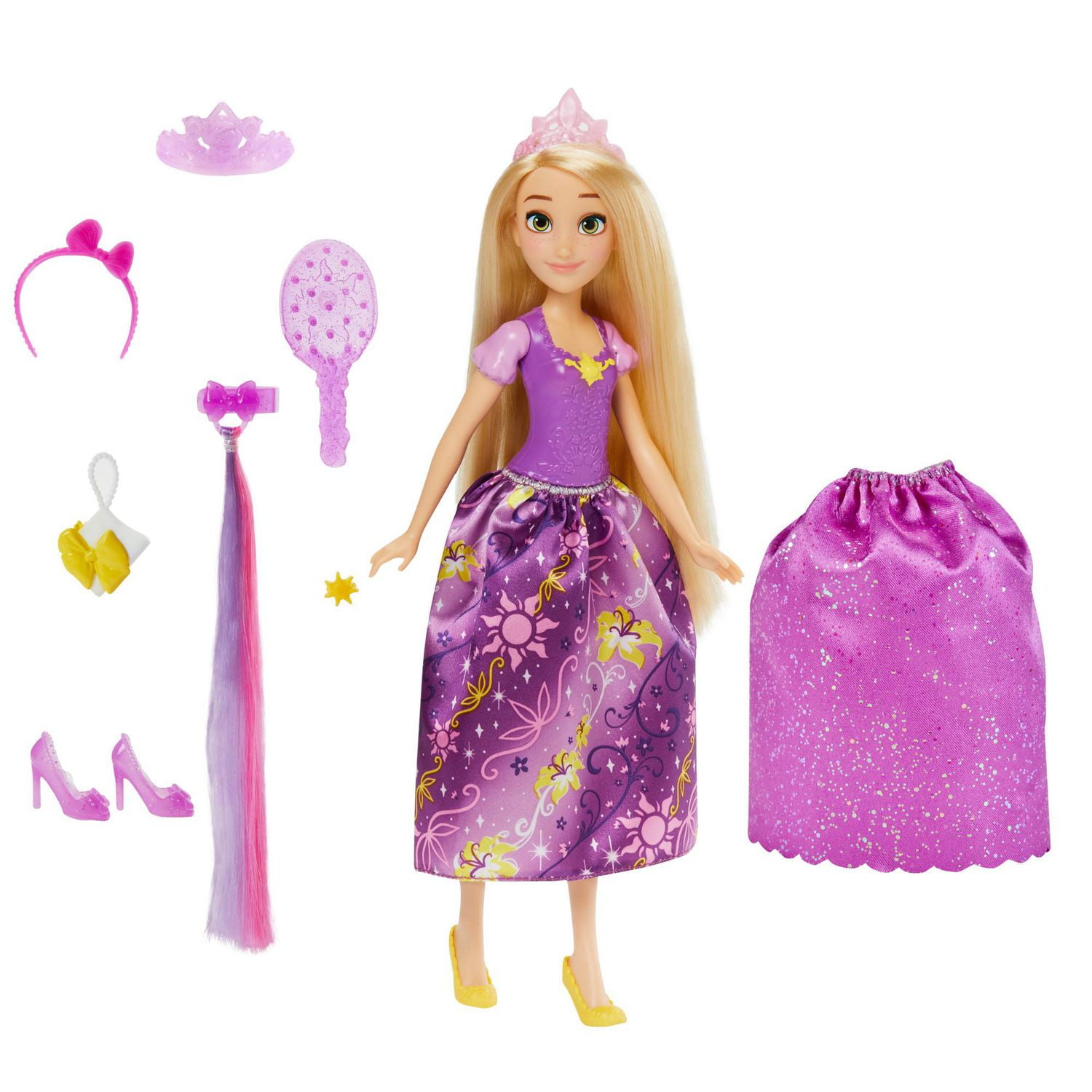 Disney Princess, Princesse et surprises, poupée mannequin Raiponce, 10 vêtements et accessoires, à partir de 3 ans