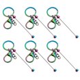 thumbnail image 2 of 6 Pcs Key Chains Gradient Color Bead Lobster Clip Key Storage Stainless No Deformation Pendant DIY Crafts Jewelry Making Gift Golden One Size, 2 of 13