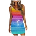 thumbnail image 2 of SMihono Robe d'Été Grande Taille pour Femmes 2023 Mode Femmes Décontractée Col en V Sans Manches Imprimé Teinture sur Nœuds Poches Gilet Robe Mini, 2 of 6