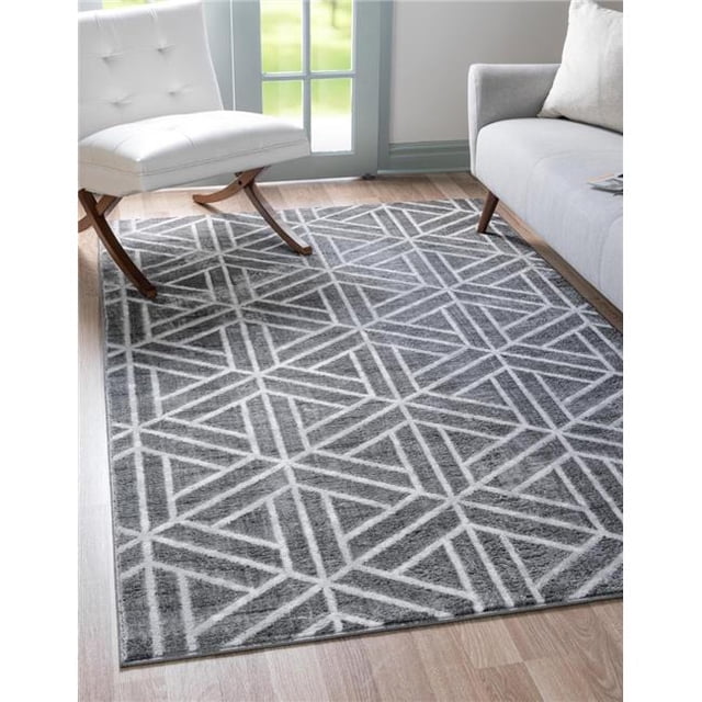 Unique Loom 3149034 Tapis Rectangulaire Motif Treillis 8 x 10 Pi, Gris Foncé