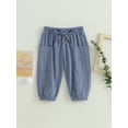 thumbnail image 2 of Faithtur Toddler Boys Casual Sports Pants Solid Color Drawstring Button Cargo Pants with Pockets, 2 of 8