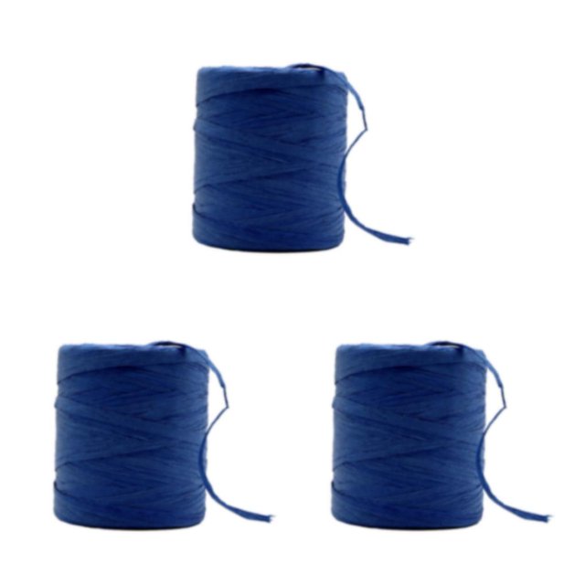 Baohd Fiber Sturdy And Durable Raffia Rope Yarn For DIY Crafts Natural Paper Ribbon Solid Crochet Yarn sapphire blue 3Set