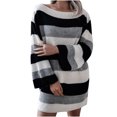 thumbnail image 1 of CEHVOM Robe Chandail Tricotée Sans Bretelles Décontractée à Rayures Contrastantes pour Femmes, 1 of 3