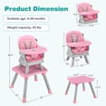 thumbnail image 3 of Babyjoy 8-in-1 Baby High Chair Convertible Dining Booster Seat w/ Removable Tray Pink, 3 of 8