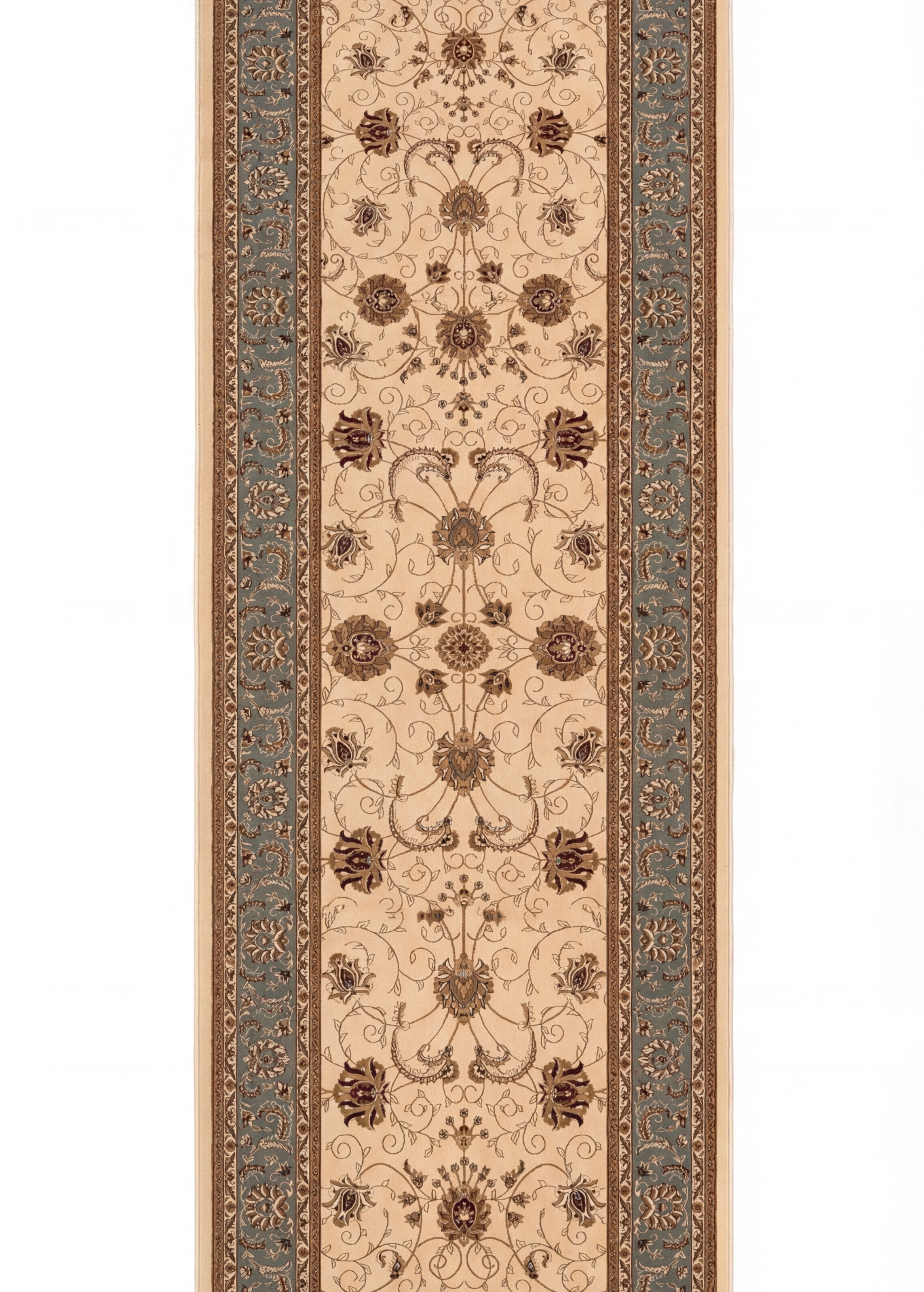 Tapis d'intérieur persan Rug Branch Majestic 2' x 19' (taille exacte : 2'3" x 19'), beige bleu, style traditionnel - Entrée, couloir, salle de bain et cuisine