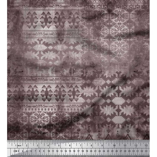 Soimoi polyester Crepe Fabric Aztec Southwestern Fabric Prints By Yard 52 Inch Wide
