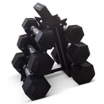 HolaHatha Hexagonal Ensemble de poids à main libre, 5, 10, & 15 Lbs, noir