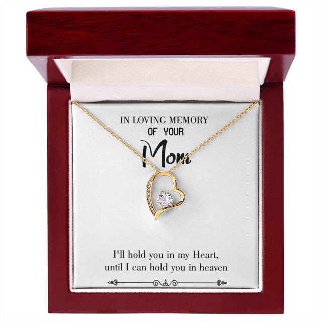 To Mom Remembrance Message Hold You in Heaven White Forever Necklace w Message Card