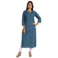 thumbnail image 1 of Moomaya Kurti Longue Imprimée pour Femmes Manches 3/4 Coton Été Tunique Ethnique Kurta, 1 of 1