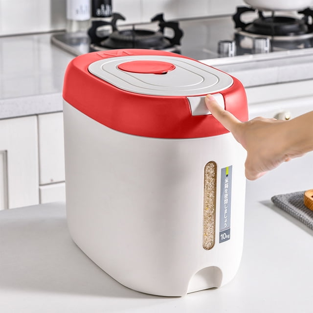 LSLJS Airtight Rice Dispenser,Cover Rice Bucket for Cereal Grain Flour Rice Beans Pet Food CountertopLarge Rice Storage Container with Lid,Proof Household Cereal, Rice Storage