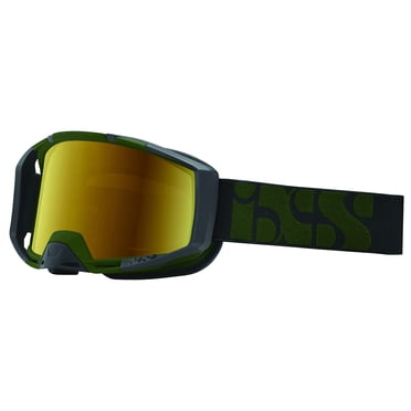 IXS Hack Goggle Trigger Racing Olive/Mirror Gold One Size, 45mm Elastic Strap, Unobstructed Pereferal Vision (178°x78°), 3ply Foam for Increased Comfort, iXS Roll-Off/Tear-Off Compatibility