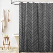 TIMIFIS Shower Curtain Fabric Shower Curtain Boho Bathroom Curtain with Tassel Textured Cloth Bath Curtain Modern Shower Curtain Set with Hooks Shower Curtain Liner