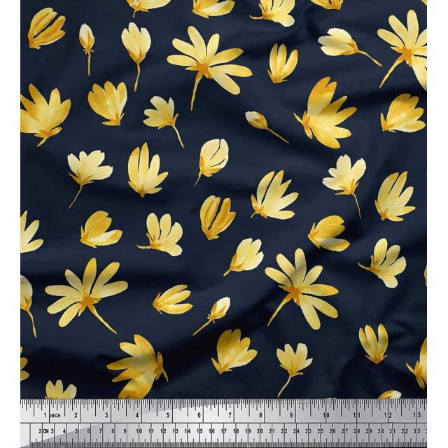 Soimoi Poly Georgette Fabric Artistic Flower Decor Fabric Printed Yard 42 Inch Wide