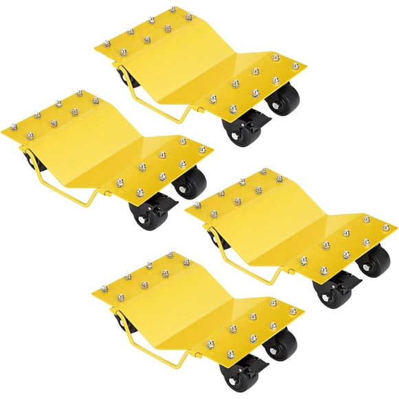 4 Pack Car Dollies with Tow Hooks, 8000LBS Capacity Car Dolly with Thickened Handles & Sidebar, Car Wheel Dolly with Security Lock, Car Dolly Set of 4 for Moving Cars, Trucks & Vehicles