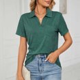 thumbnail image 1 of Meichang Polos de Base pour Femmes Été Blouse à Col en V Chic Décontractée Manches Courtes Hauts Confortables Légers T-Shirts à Col avec Poches, 1 of 8