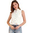 thumbnail image 1 of INSPIRE CHIC Junior's Single Breasted Point Collar Sleeveless Shirt, 1 of 6