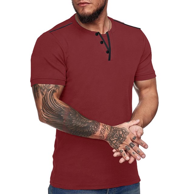 Birdeem Men Short-Sleeve Beefy Muscle Basic Solid Pure Color Blouse Tee Shirt Top