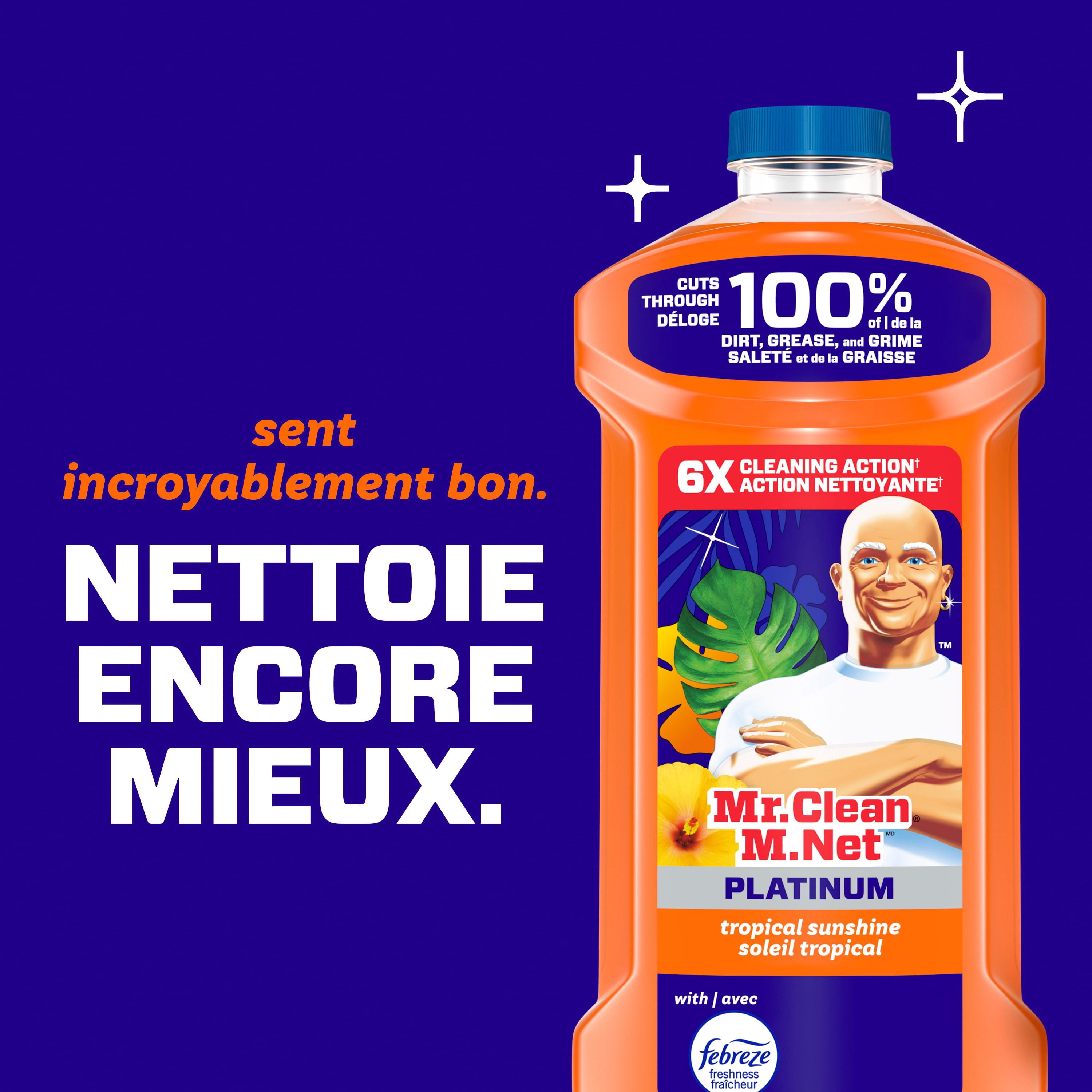 Nettoyant tout usage M. Net, nettoyant pour planchers, savon pour vadrouille, nettoyant liquide, Soleil tropical, 1,21 L