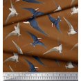 thumbnail image 3 of Soimoi Brown polyester Crepe Fabric Flying Woodpecker Bird Printed Fabric 1 Yard 52 Inch Wide, 3 of 3