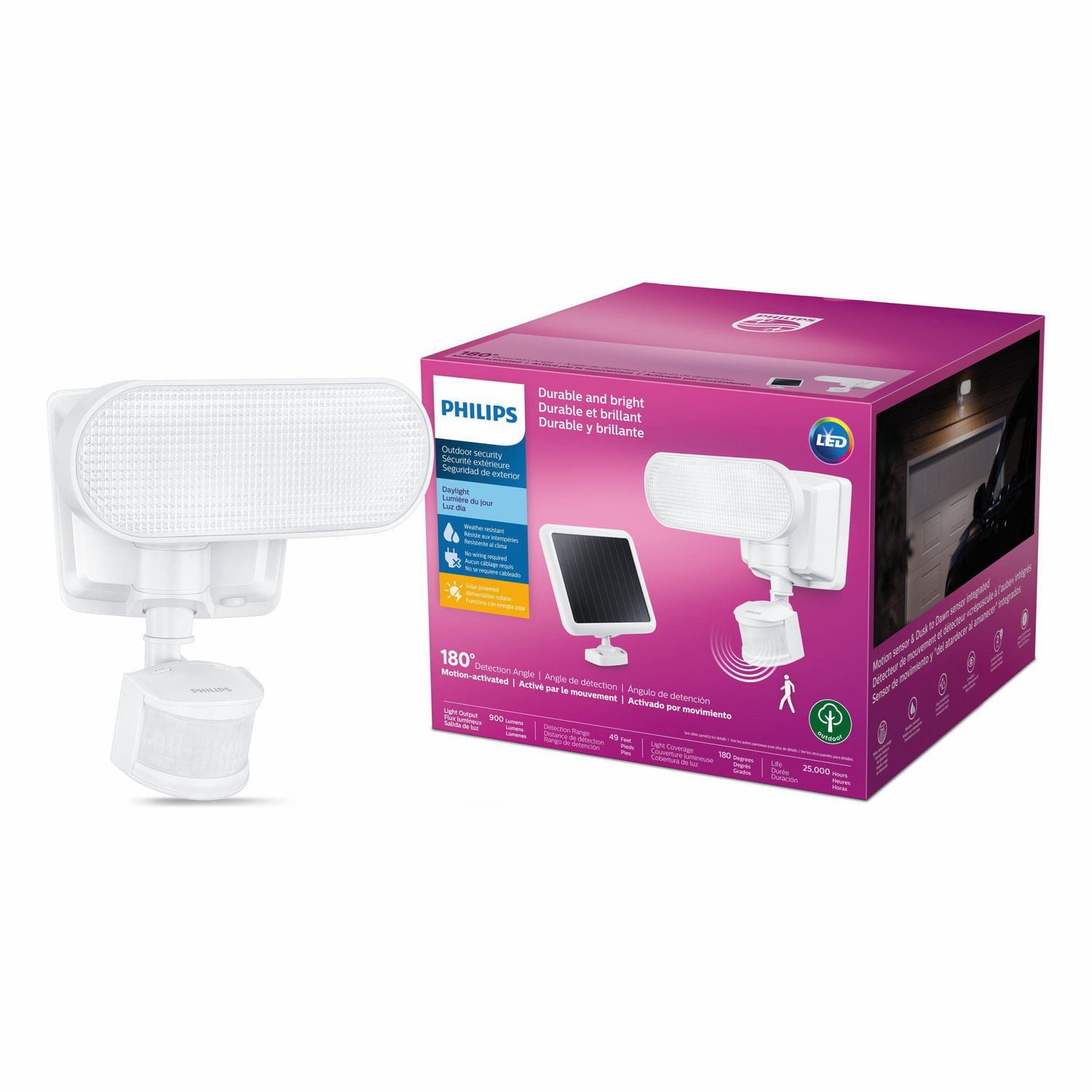 Philips Projecteur double a l'energie solaire avec DEL et detecteur de mouvement de 180°